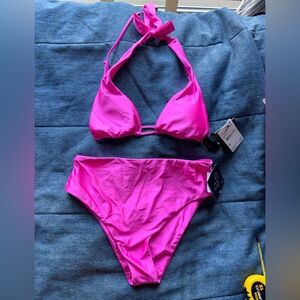 VYB NWT Butter Up Halter Bikini and Bottoms, Malibu Pink